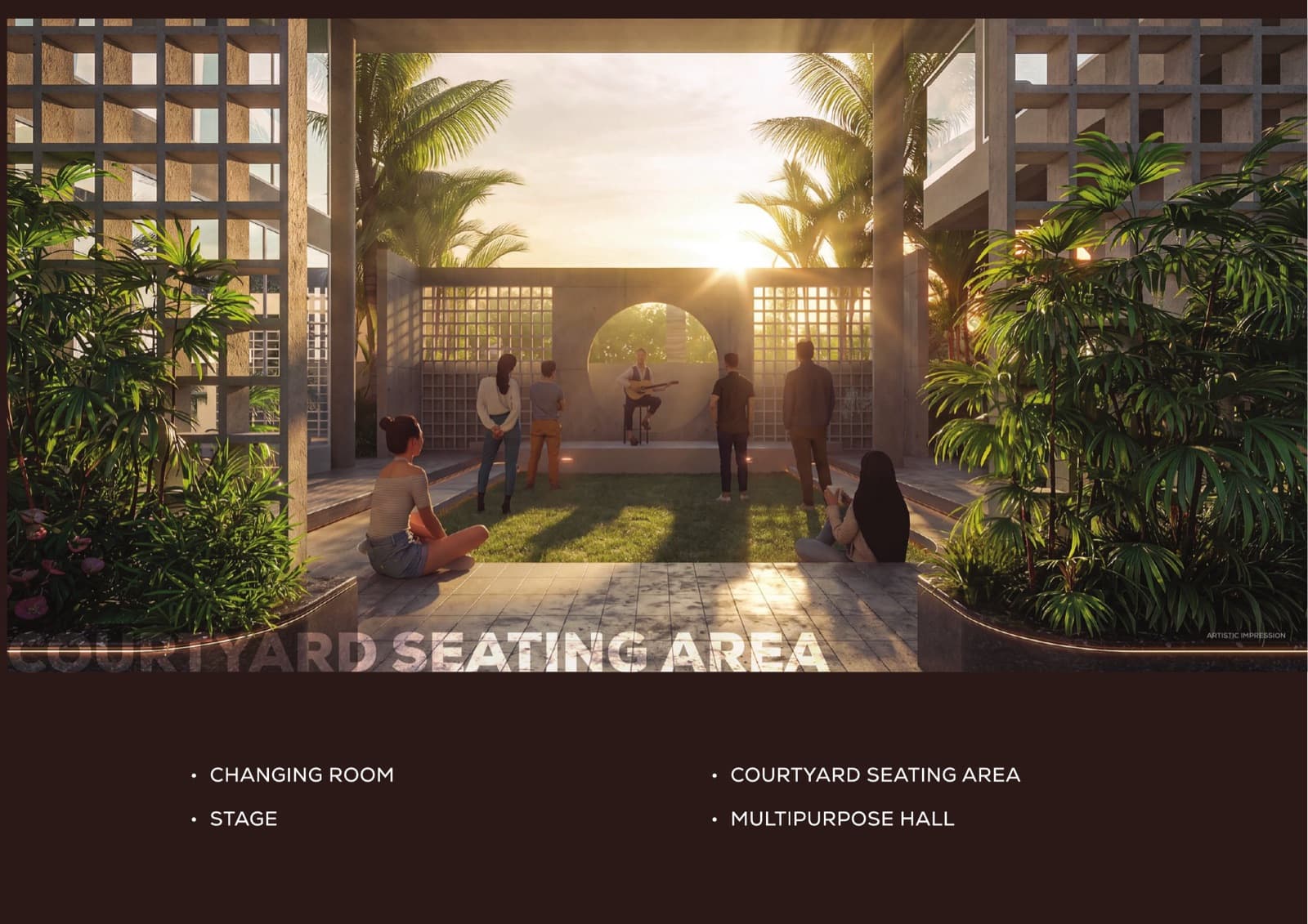 Mangalam Momento courtyard seating area, artistic impression